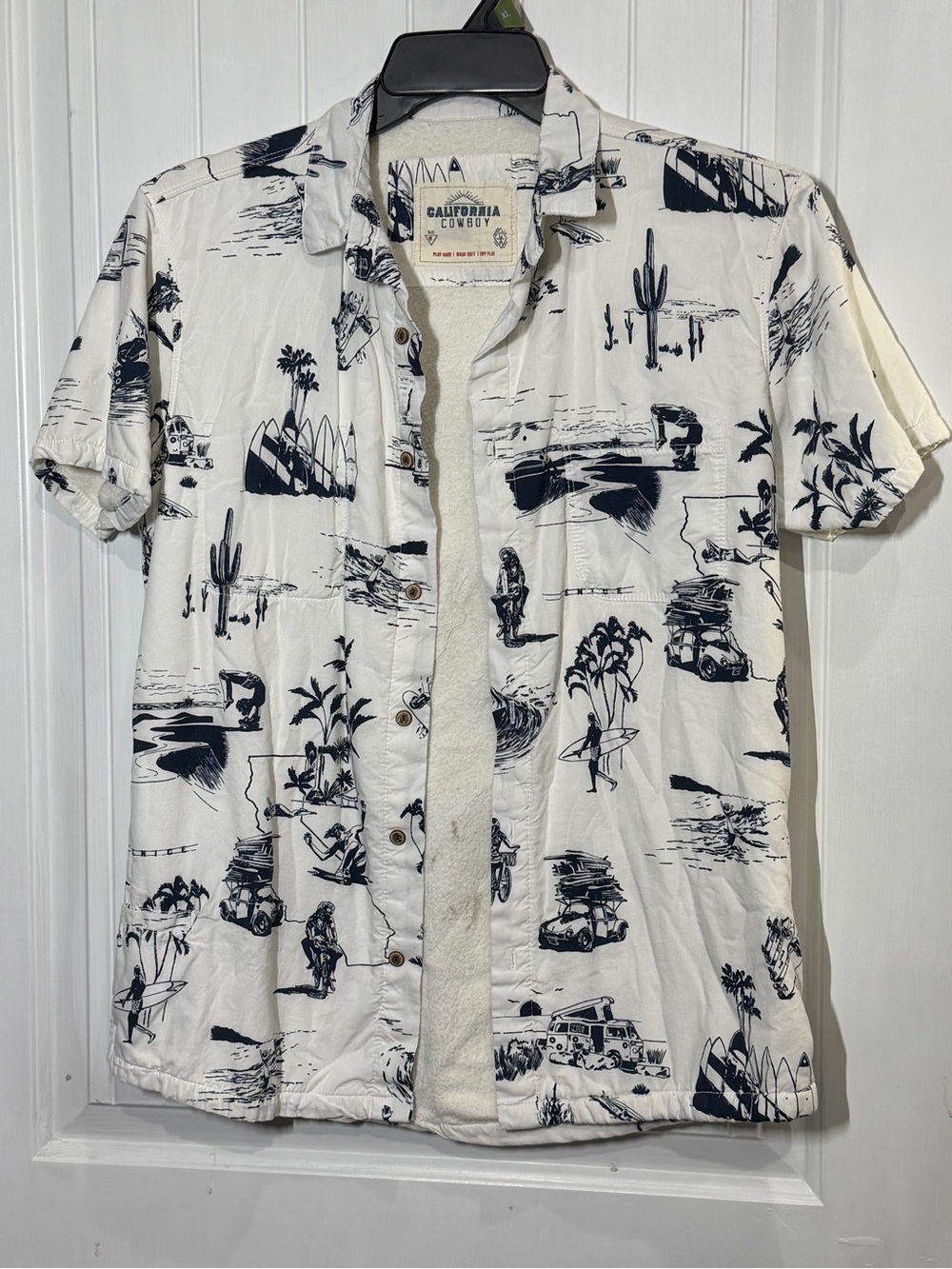 California Cowboy The High Water White & Navy Short-Sleeve Button-Up Shirt